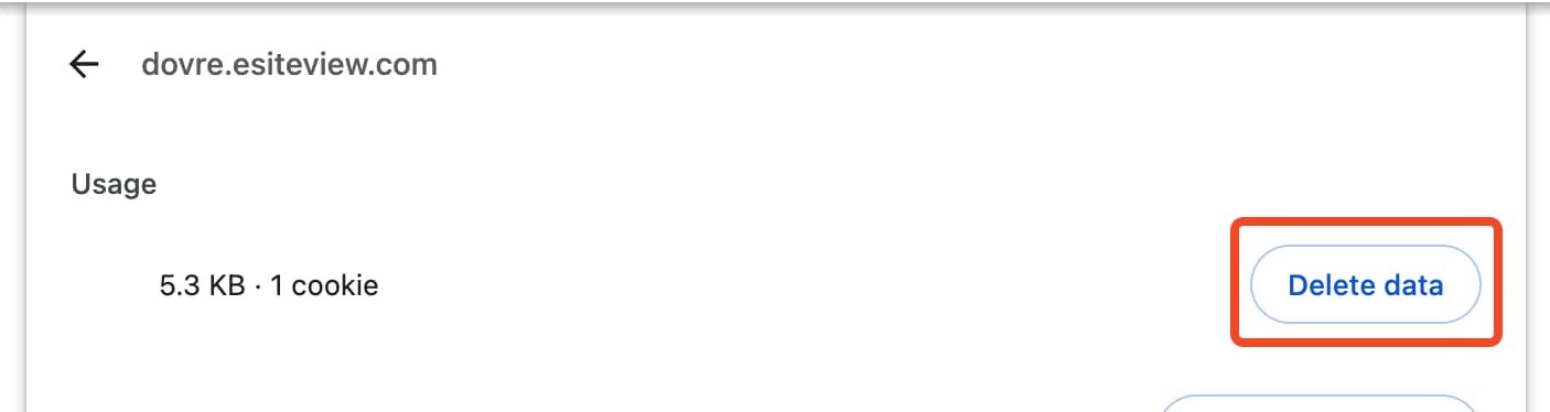 Chrome site data menu