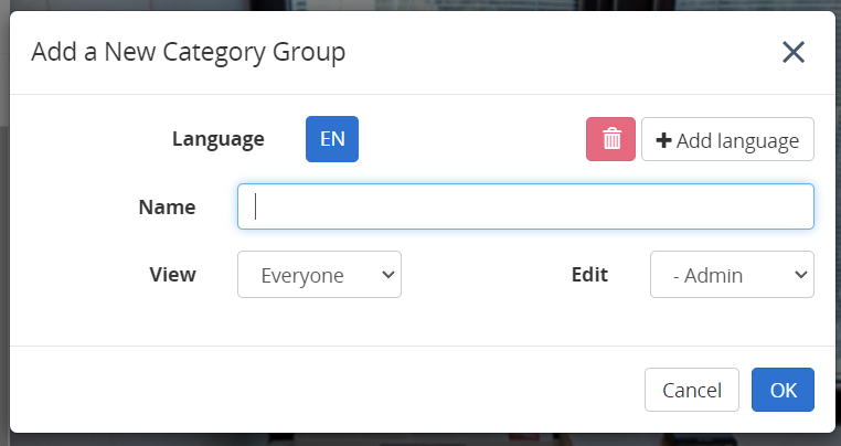 Category group editing
