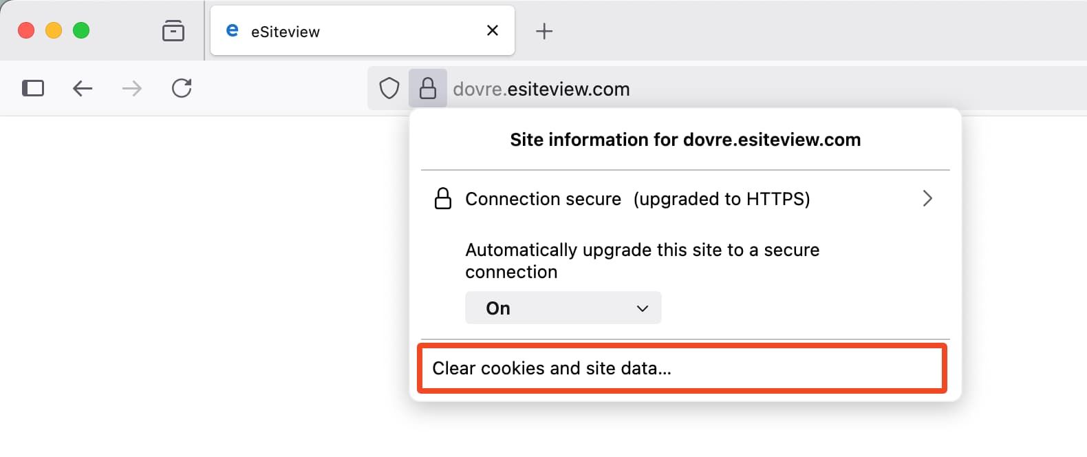 Firefox about site menu