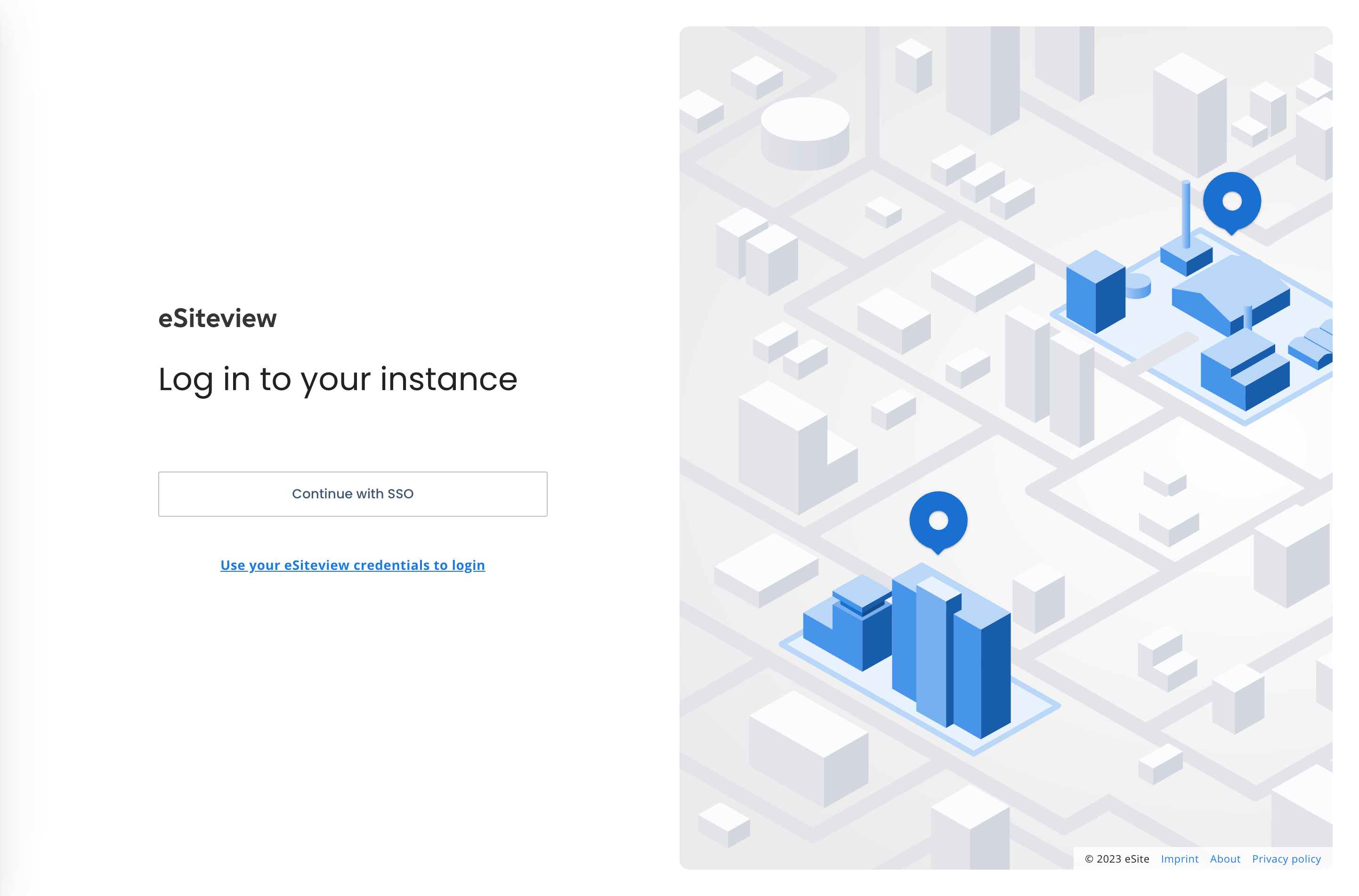 eSiteview login screen with SSO