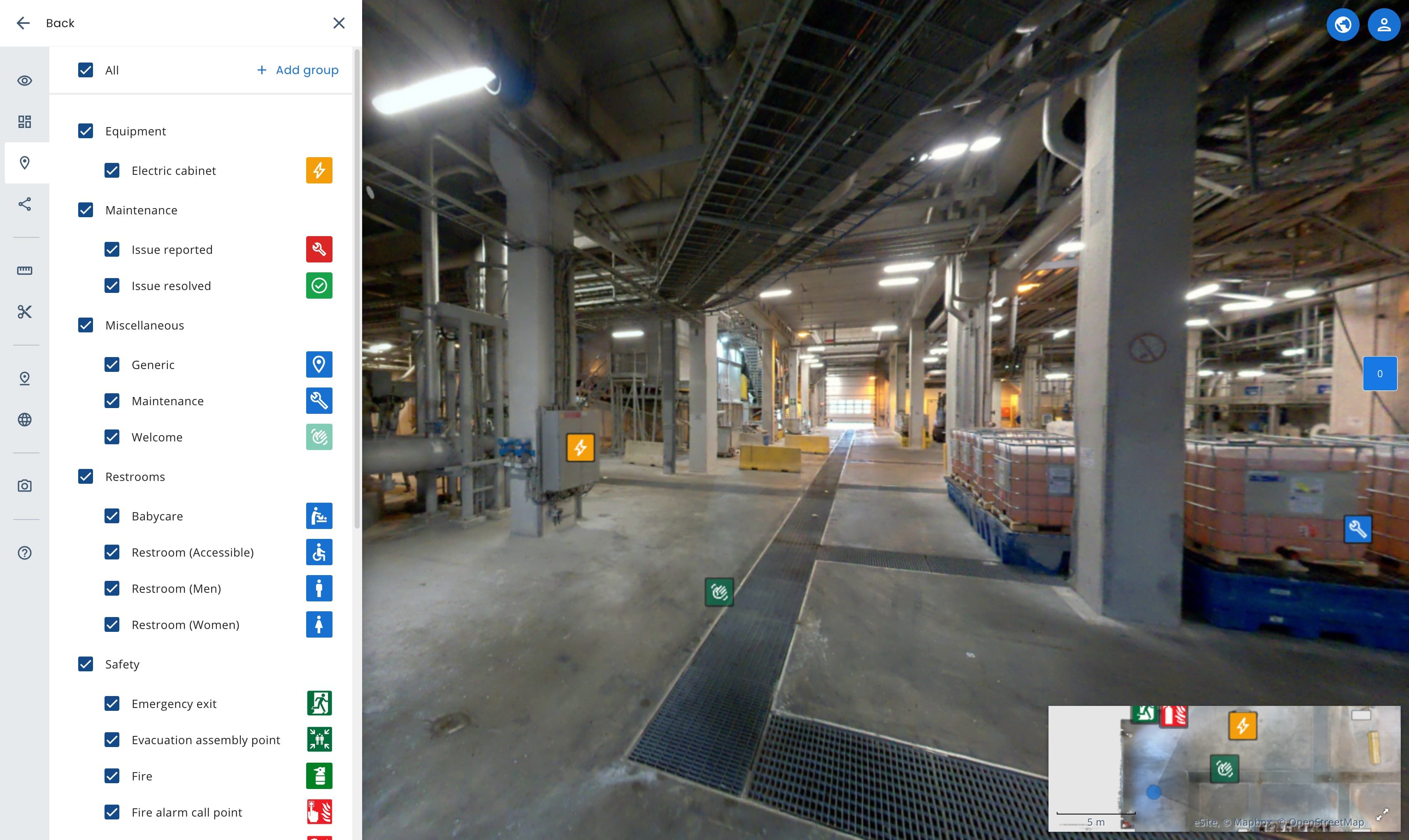 POI categories in sidebar