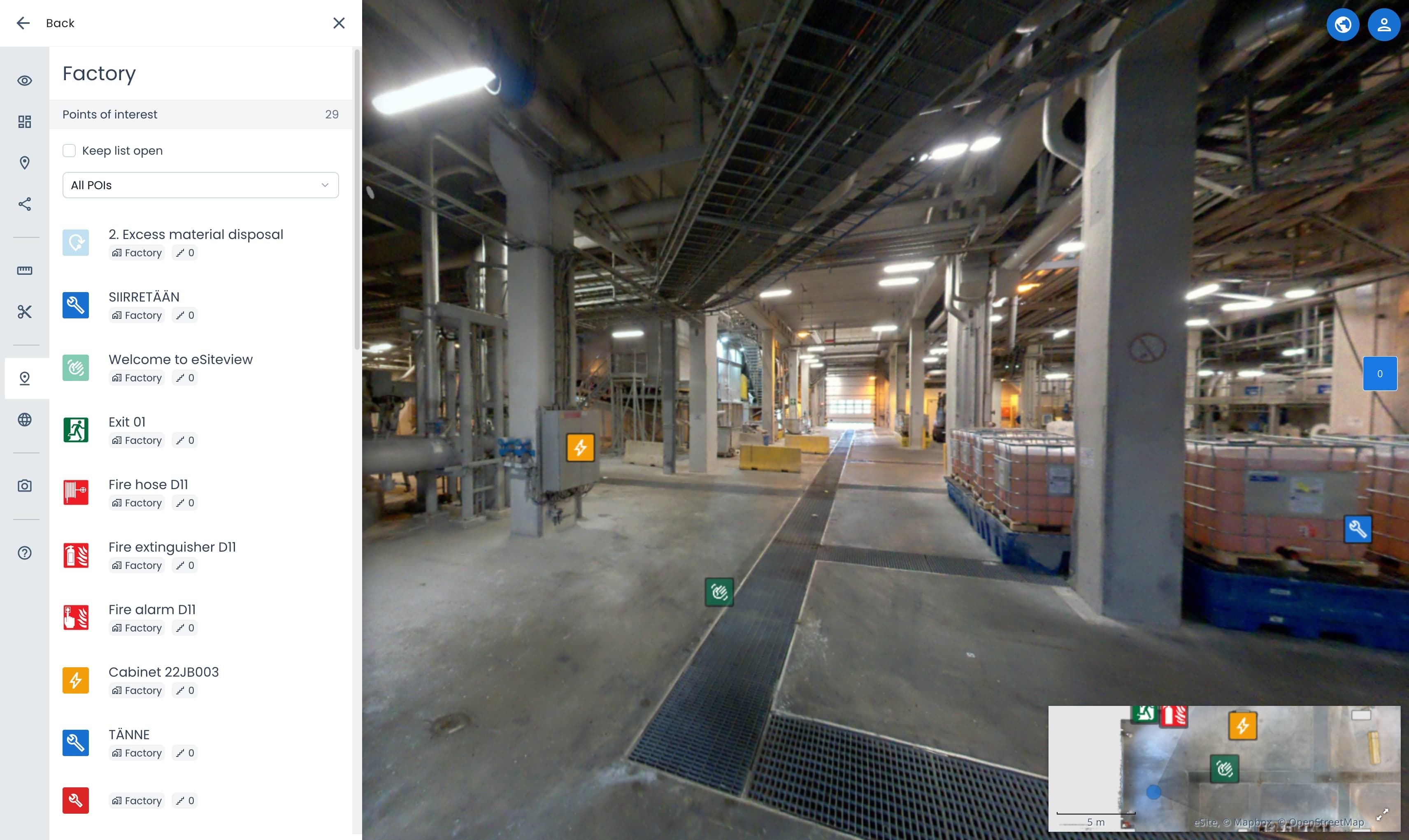 List of pois in sidebar